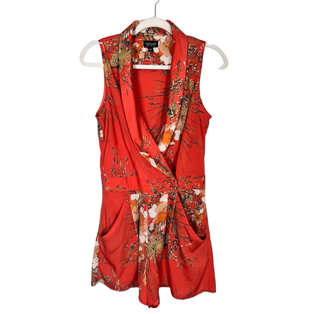 TopShop Floral Shorts Jumpsuit Womens Size 8